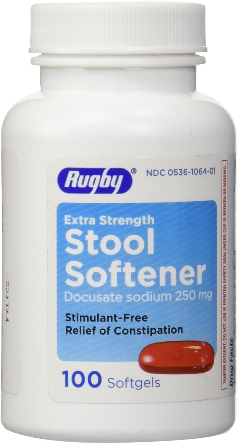 Stool Softener Docusate Sodium 250 mg 100 Caps
