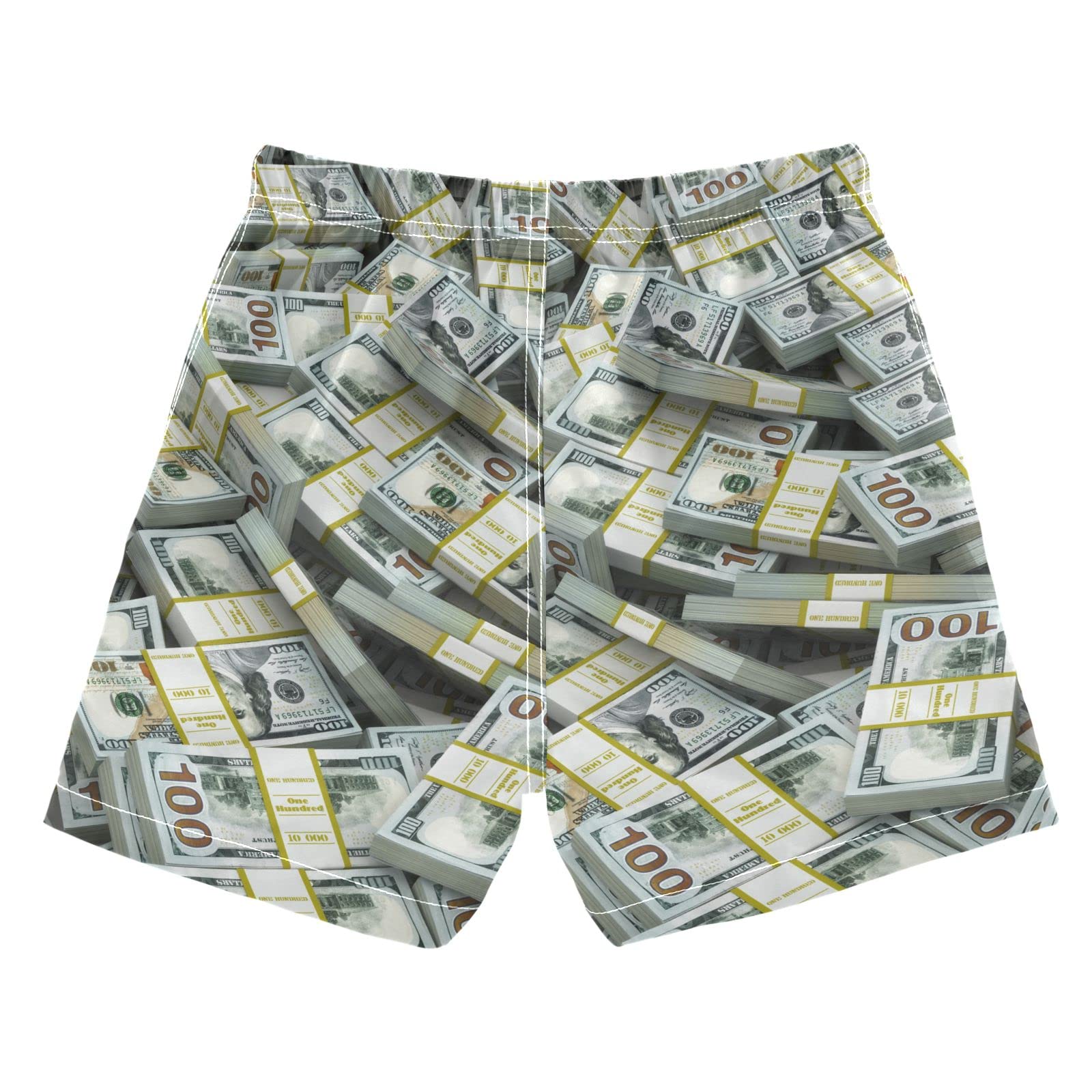 ALAZA Dollar Bills Money Pattern Boys Swim Trunks Swimwear Toddler Swim Shorts Lightweight Kids Bathing Suits Beach Swimsuit Yellow