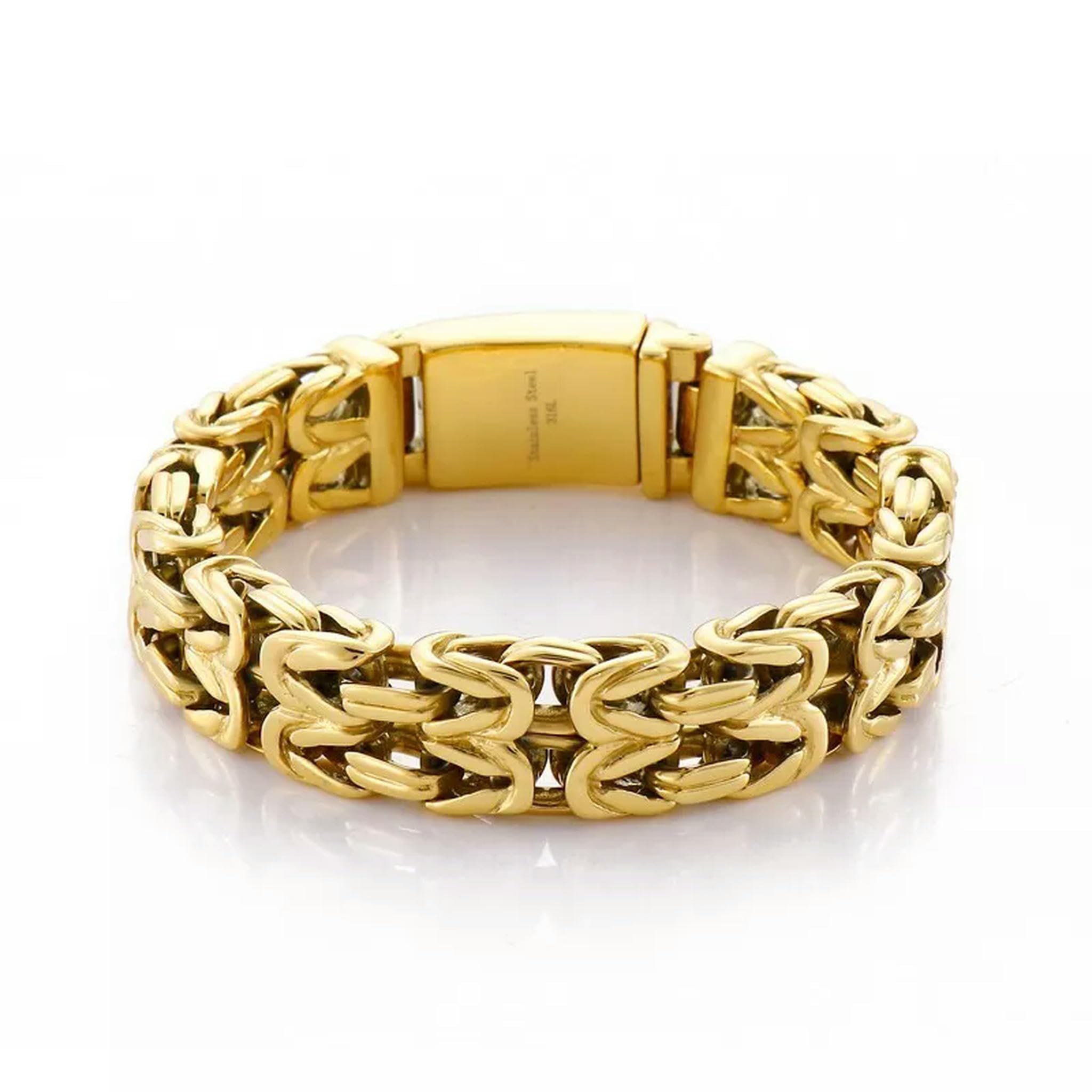 18 Karat Gold Edelstahl Casting Knoten Gliederkette Armband für Herren 15 mm 8,66''