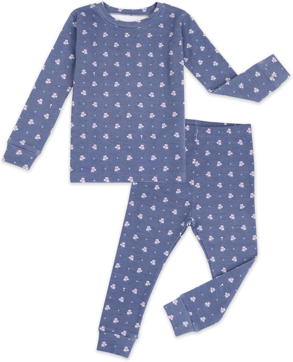 moimoln 6M-8Y Baby & Toddler Girl Floral Pajamas Soft Modal Cotton Breathable Snug-Fit Long Sleeve Sleepwear Set