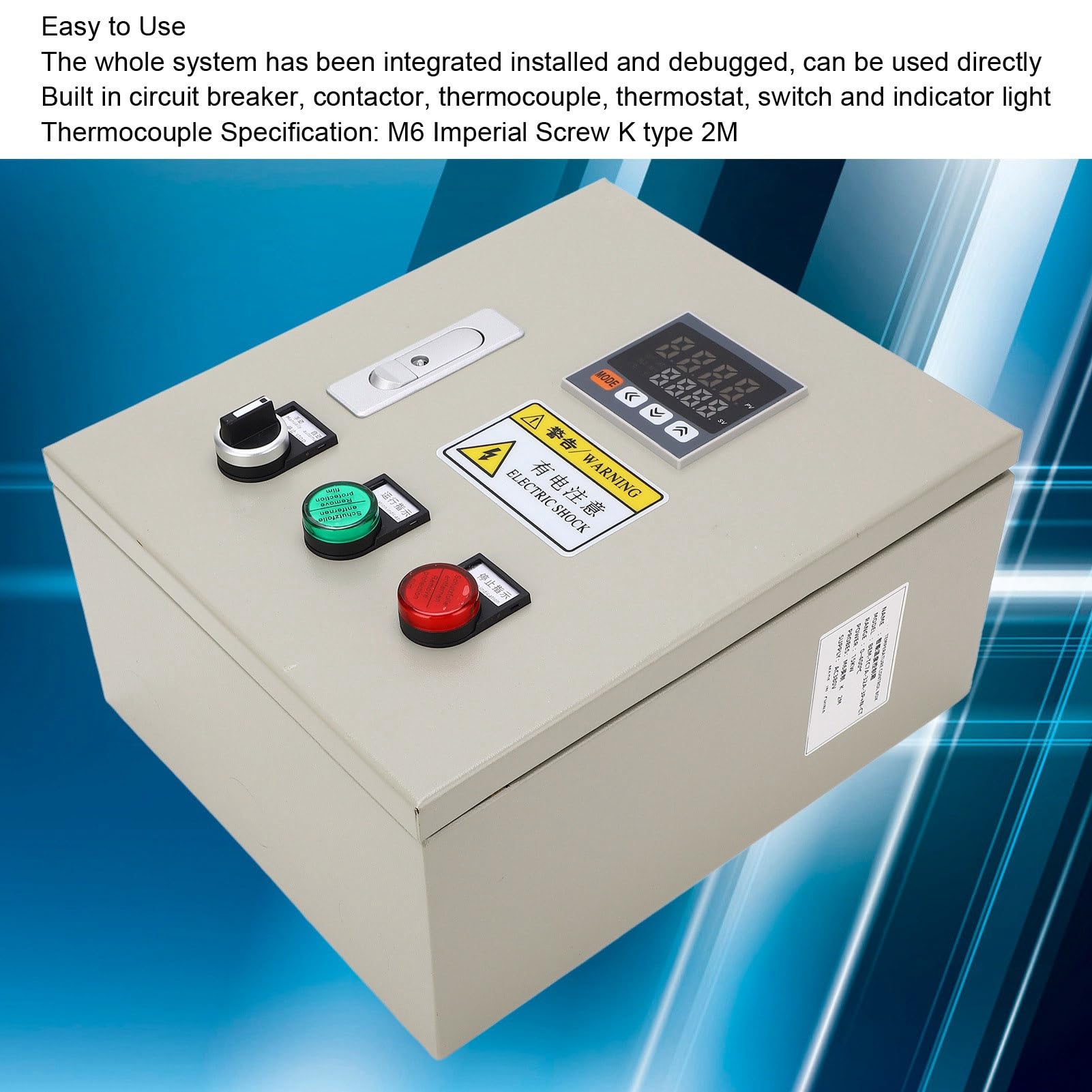 Cryfokt Controlador de Temperatura PID Termostato Inteligente Trifásico Caja de Control de Temperatura Lectura Clara para Varios Campos Material Acero Inoxidable/ABS/Cobre