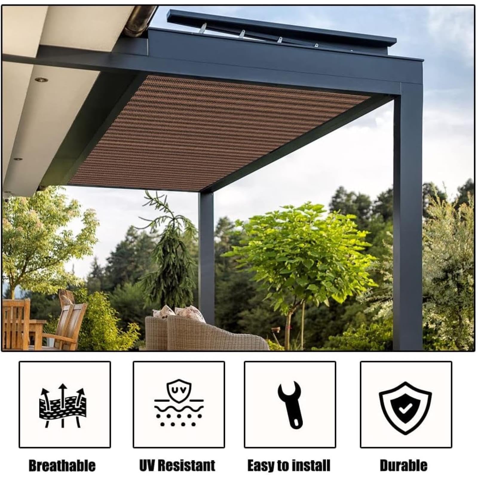 Telo a rete UV per giardino e patio, per piante da recinto con occhielli da 5 m x 7 m, copertura per baldacchino da esterno