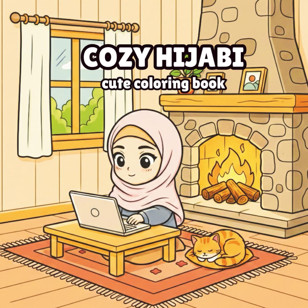 Cozy Hijabi Coloring Book: Adorable Chibi Muslim Girls | Cute Stress Relief Scenes for Kids, Teens, and Adults