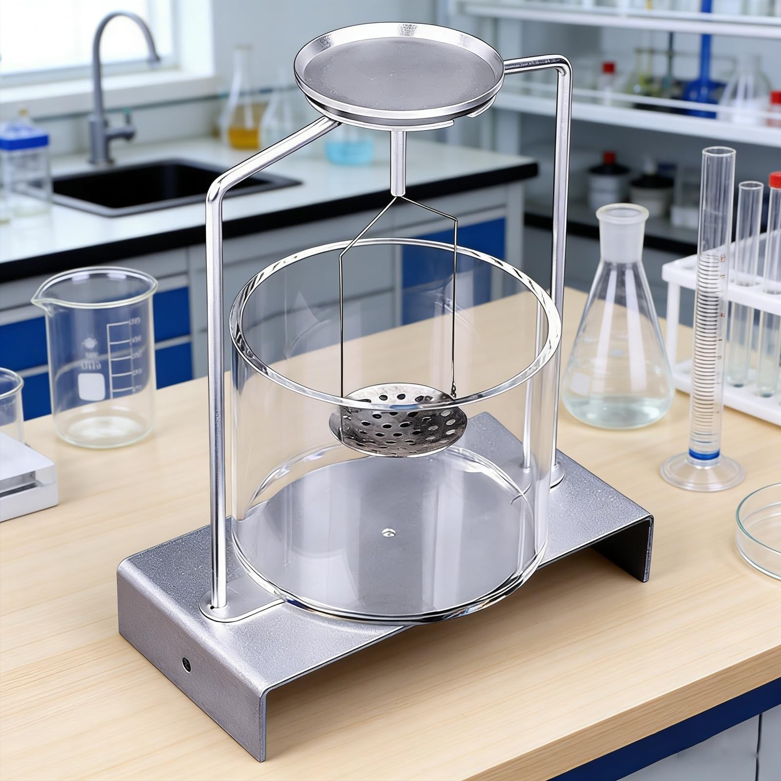 Kit de determinación de densidad para uso en laboratorio y escuela, medición de la gravedad específica de sólidos y líquidos con marco de pesaje de precisión