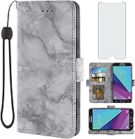Vista 1 de Asuwish Compatible con Samsung Galaxy J3 Luna Pro J 3 Prime 2017 Emerge 3J Eclipse Mission Case y protector de pantalla de vidrio templado con Negro