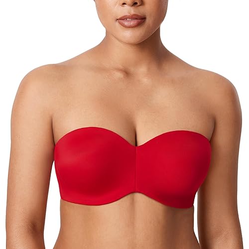 DELIMIRA Women's Strapless Bra Unlined Underwire Minimizer Plus Size Support