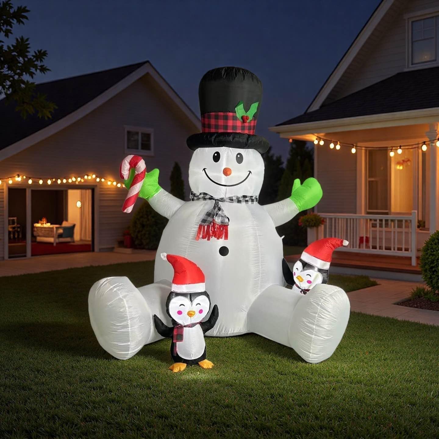 7 FT Inflatable Christma Decorations, Inflatable Snowman with Penguins, Christmas Blow Ups Yard Decorations with Colorful LED Lights, Christmas Inflatables for Garden Lawn Xmas Holiday - Image 6