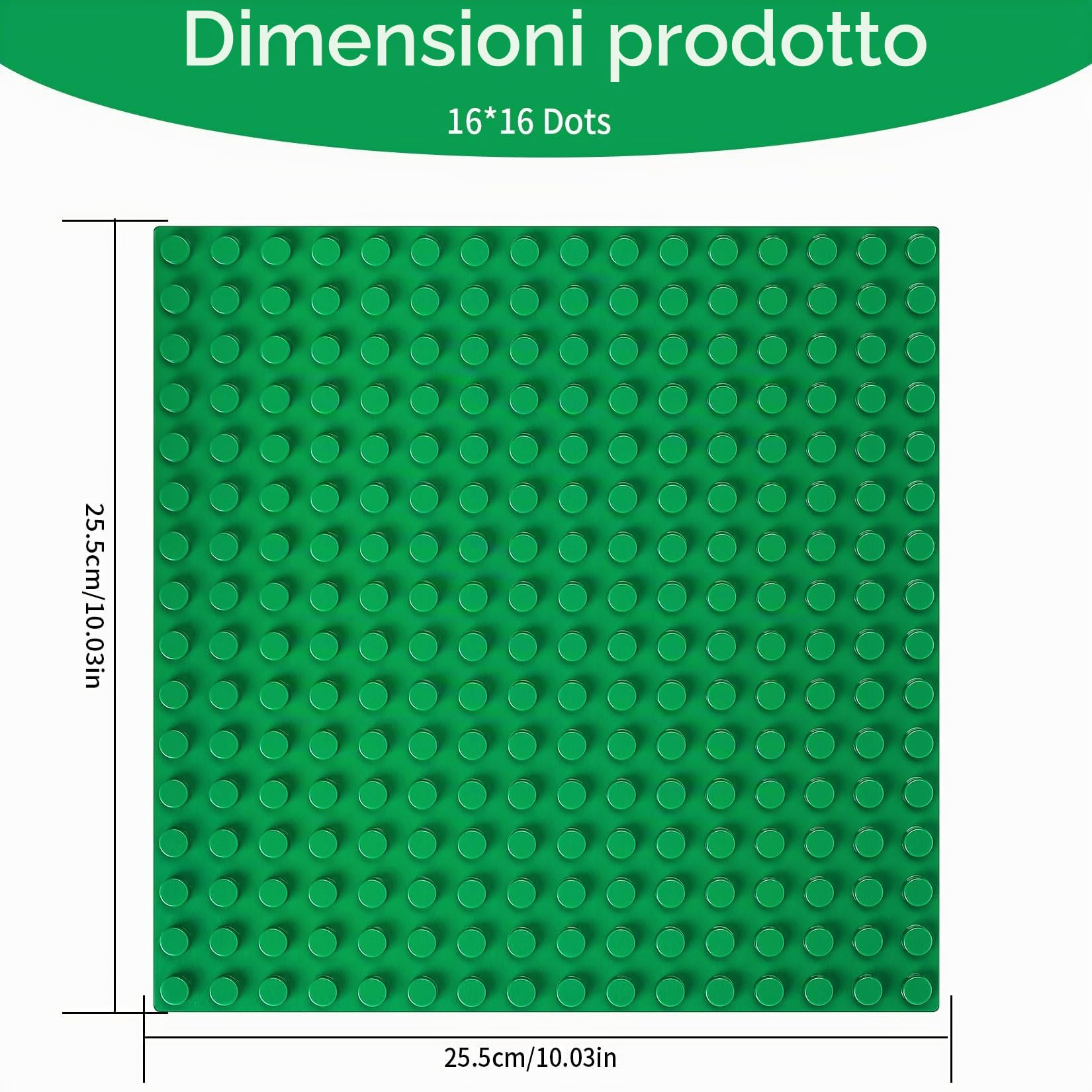 4 Pezzi Piastra Base Compatibile con Lego Duplo, 25x25cm Base per Mattoncini Compatibile con Lego Duplo, Set di Piastre da Gioco Creativo, Verde