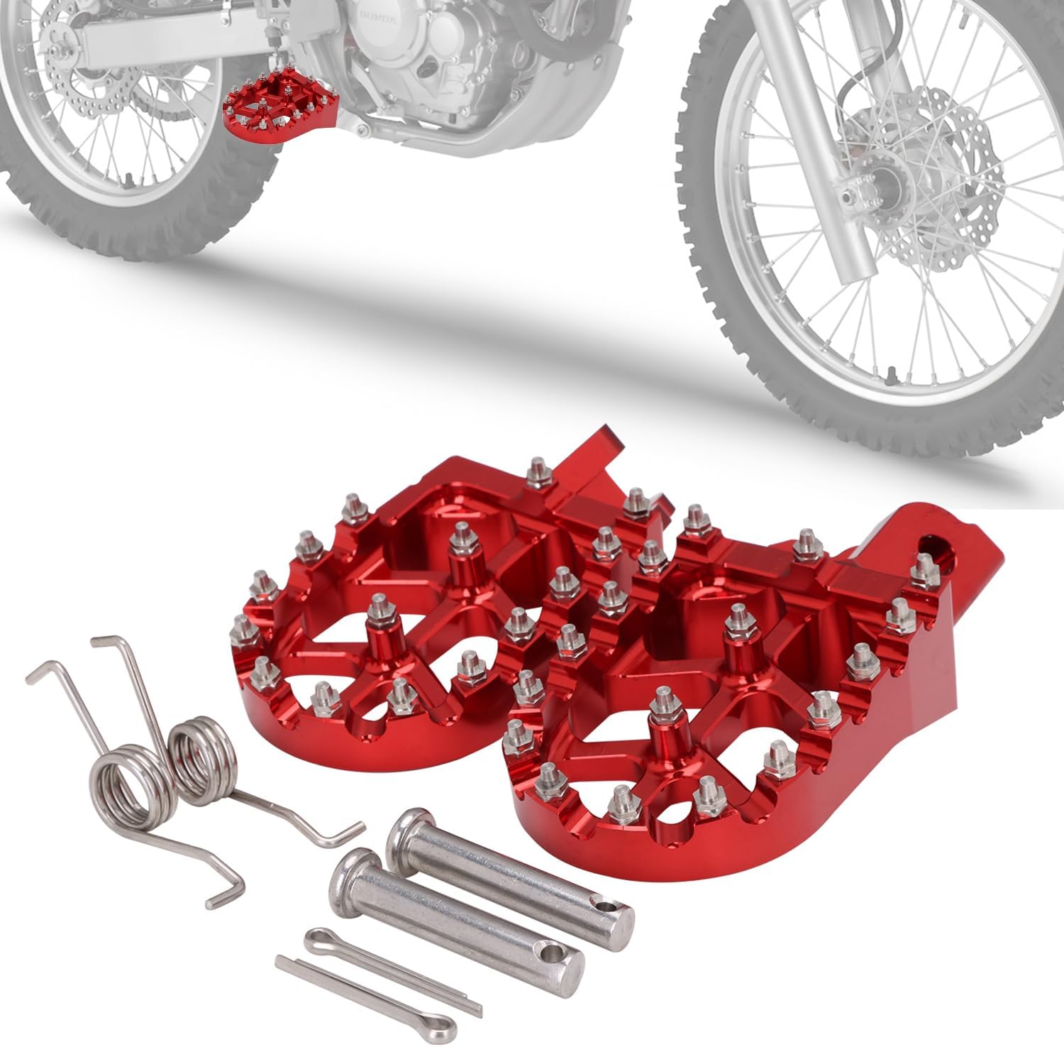 Dirt Bike Foot Pegs,Motorcycle Footpegs Wider Foot Pegs Rest Pedal CNC for CRF 110 CRF110F 2013-2023 CRF125F 2014-2023 Red