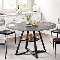 Vista 4 de Mesa de comedor redonda para 4 personas, mesa de pedestal circular de cocina, comedor, mesa de pedestal, muebles de cocina y comedor de madera que