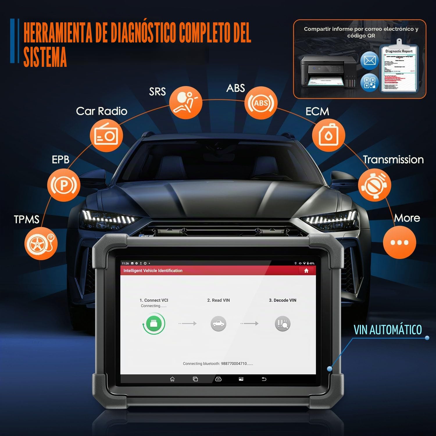 Launch X431 IMMO Plus OBD2 Diagnosis Profesional de Programador Llave Coche, Bidireccional Diagnóstico de Todo Systema con X431 PROG3, 39+ Reset Función, CANFD & DOIP, 2 Años Actualizaciones