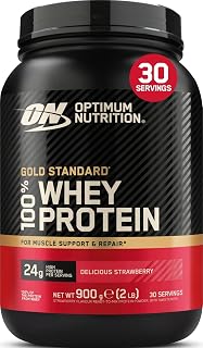 Optimum Nutrition Gold Standard 100% Whey Proteína en Polvo, 900g | Delicious Strawberry, 30 Servings,24 g de Proteína,BCAA,Bajo en azúcares,Favorece