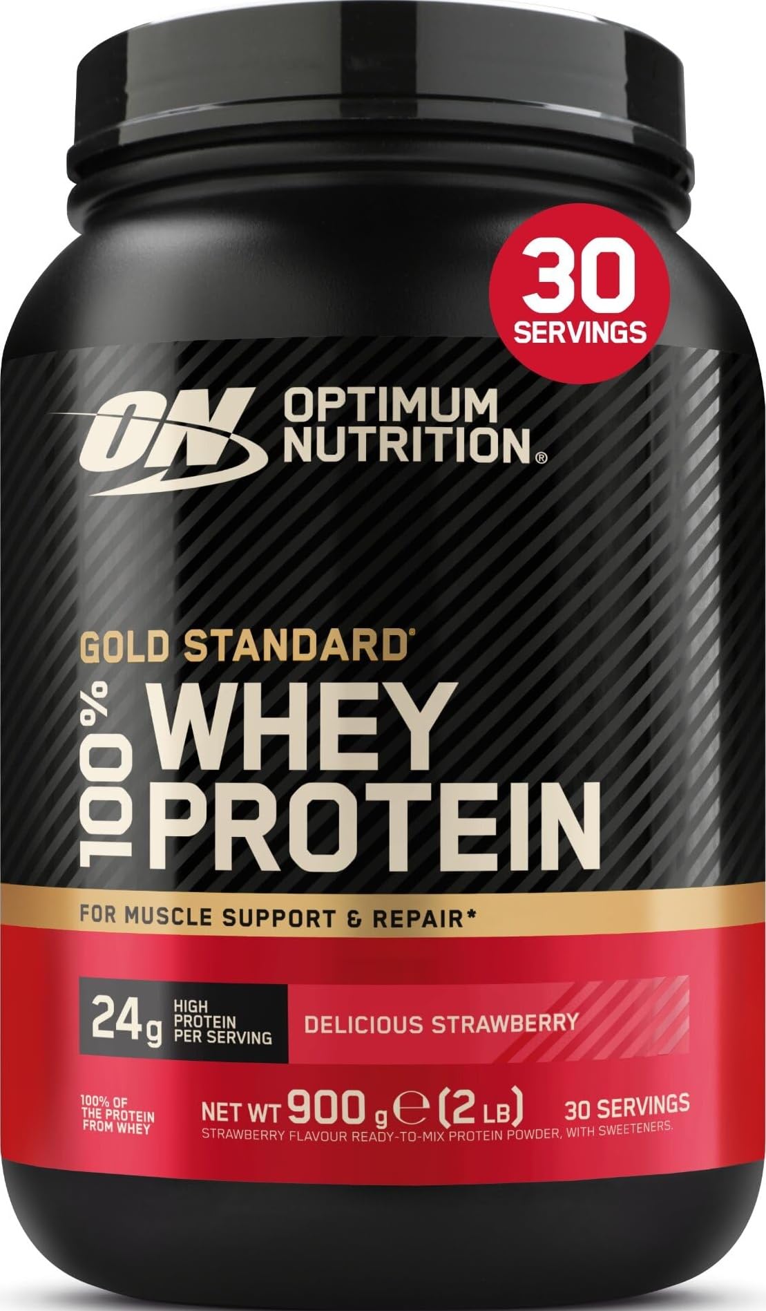 Optimum Nutrition Gold Standard 100% Whey Protein Powder, 900 g