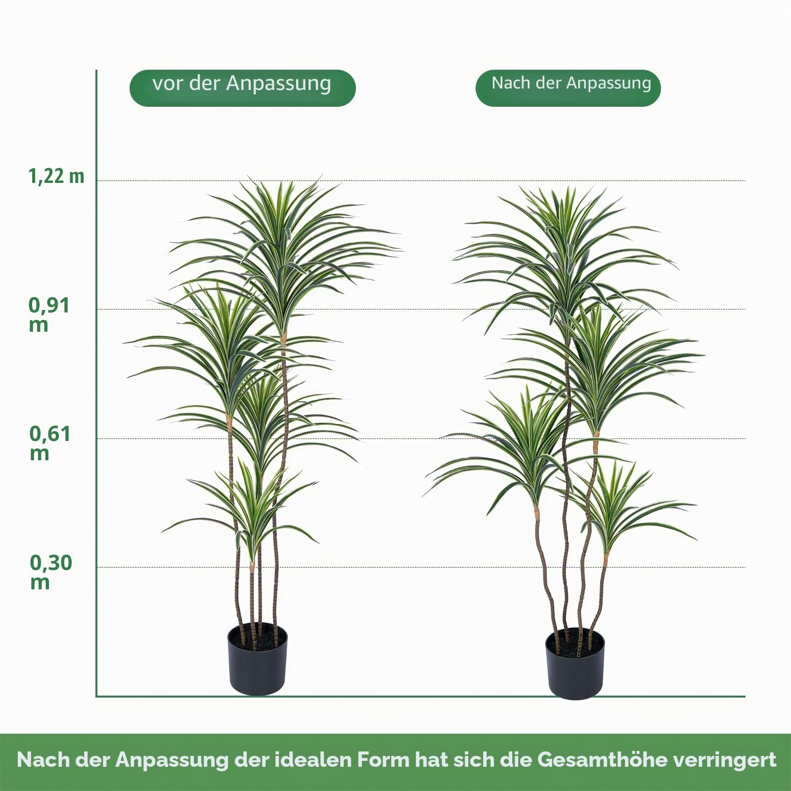 YEPDIN Künstliche Dracaena-Pflanzen für den Innenbereich, 120 cm hohe künstliche tropische Bodenpflanzen für den Innenbereich hoher künstlicher Topf künstliche Bäume für die Dekoration von Home-Office
