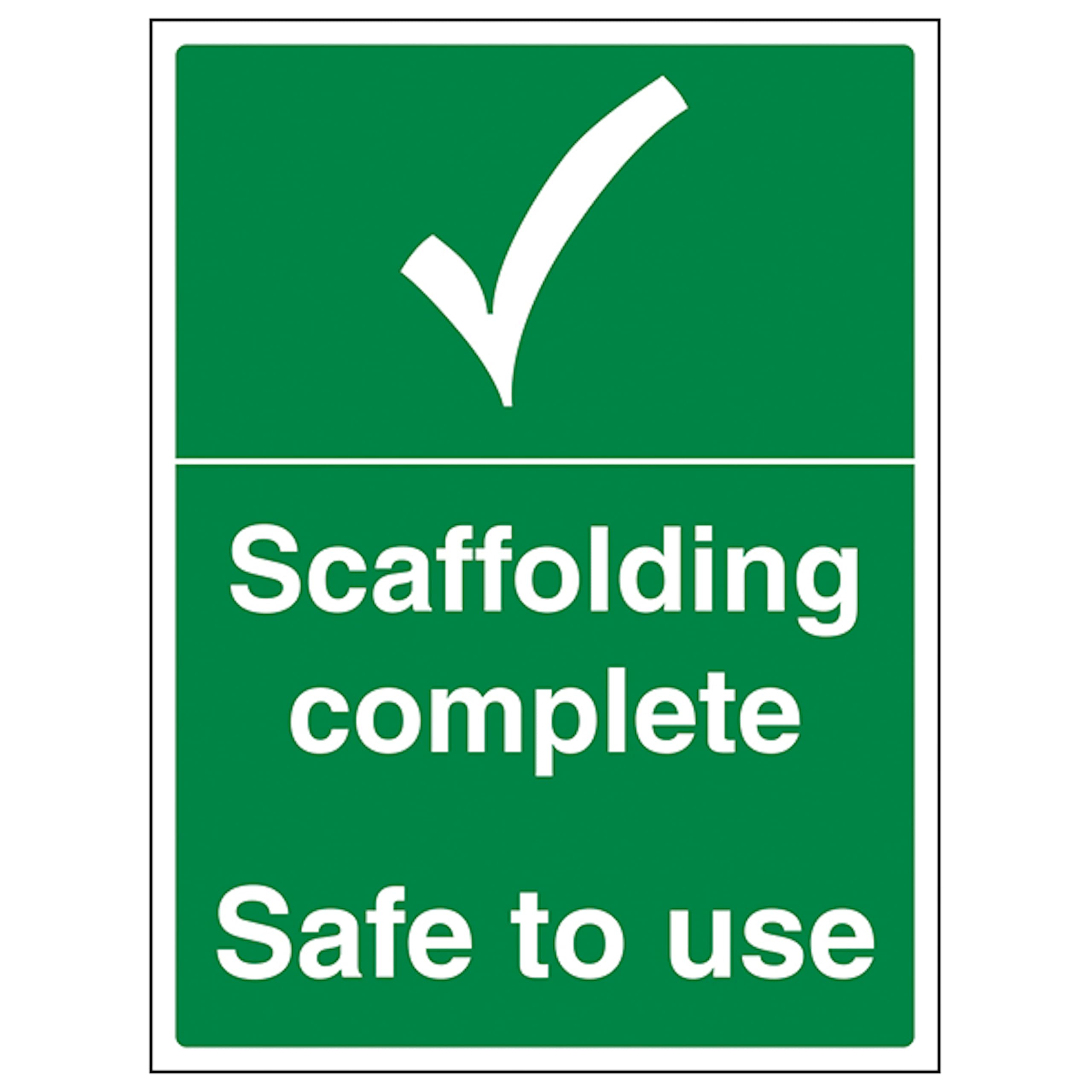 V Safety Scaffolding Complete Safe To Use - Portrait 200 x 300 mm - 2mm Super-Tough Rigid Plastic Safety Sign