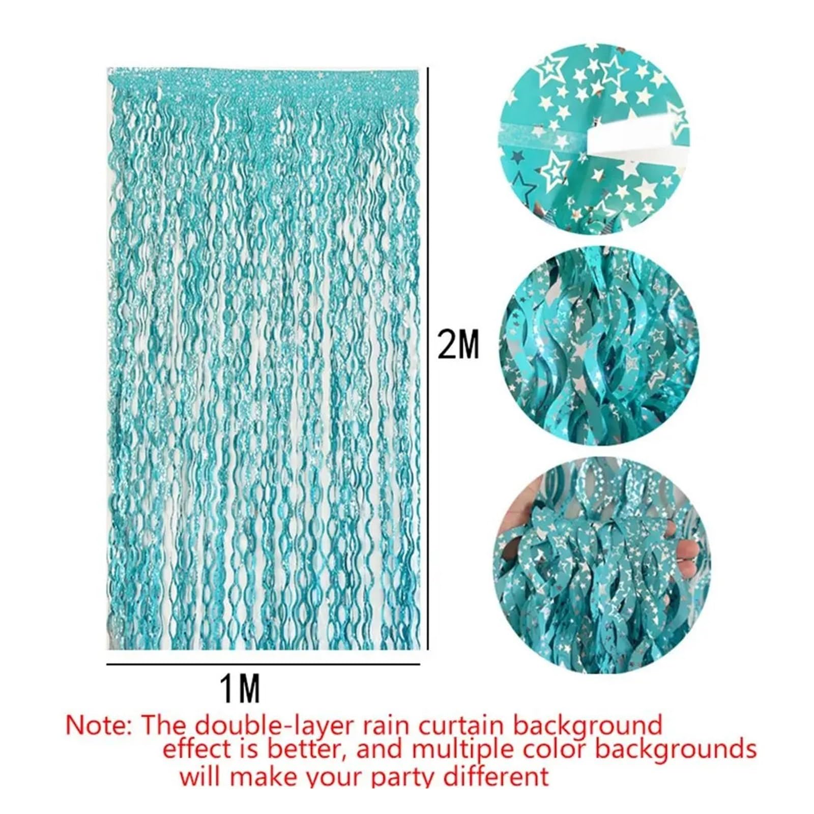 Rideau Métallique Tinsel Lot de 5 Rideaux à Franges ondulés en Feuille de guirlandes 1 x 2 m, Rideau de Fond Mural Scintillant for décoration de Mariage, d'anniversaire, de Noël(Purple)