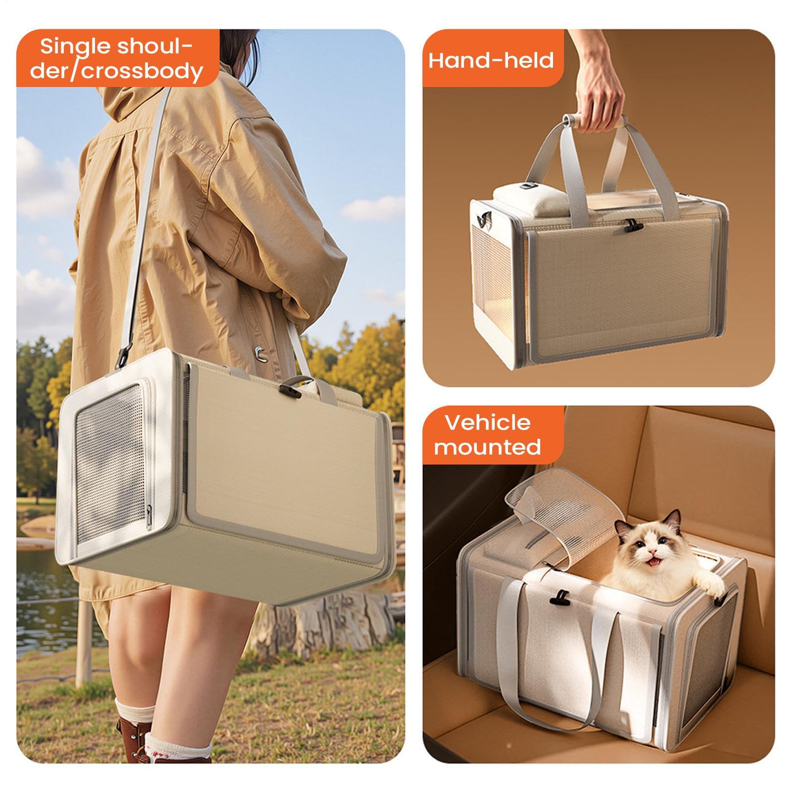 Cat Carrier 18.5x11.81x11.42 Inches | Portable Kitten Carrying Crate | Dog Bag Carrier | For Short Trips Walking Car Indoor Outdoor Outings Camping