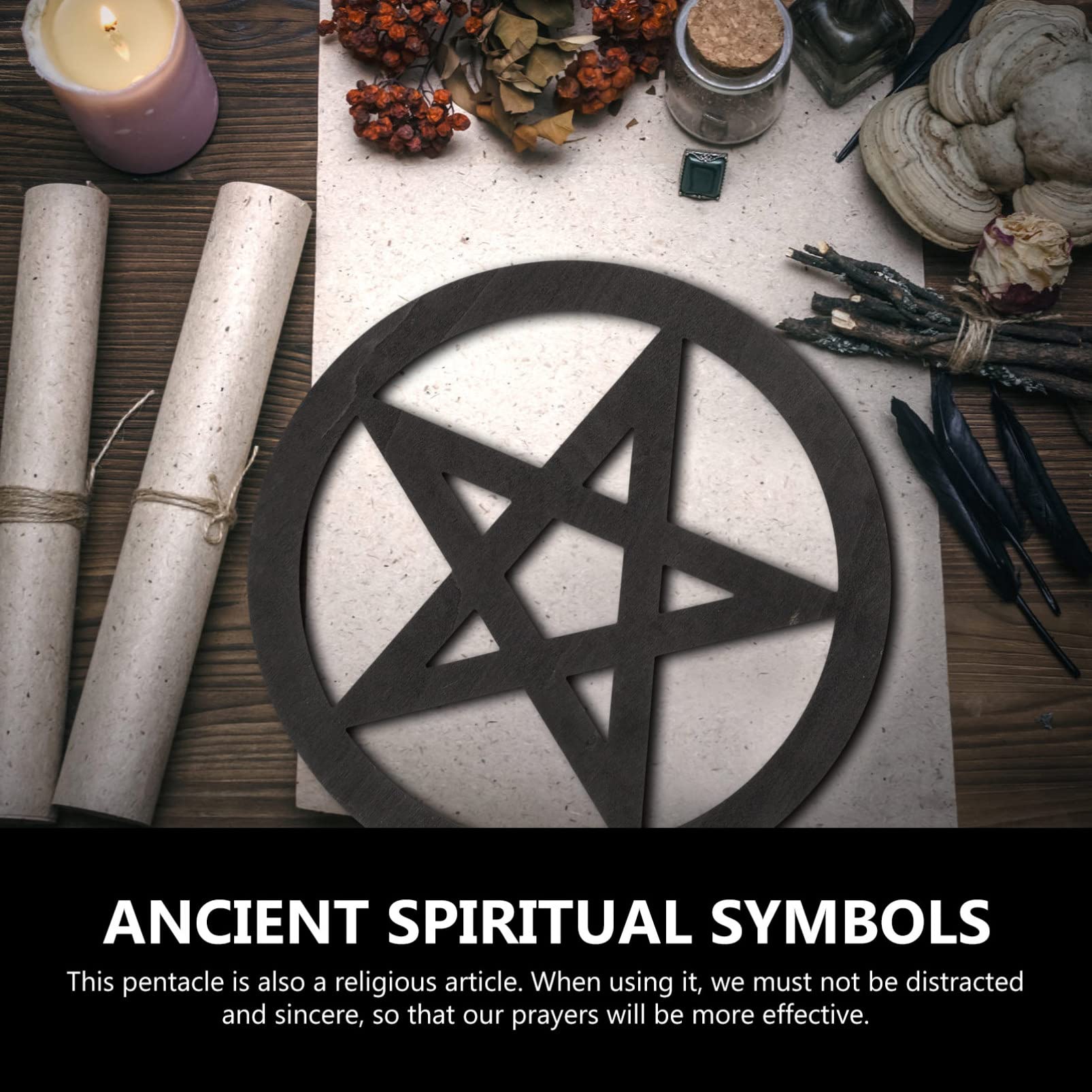 Ipetboom Wooden Altar Pentacle Decor Practical Wood Decoration for Ceremonies Unique Wall Hanging for Family Sacrifices Beautiful Star Patterned Wooden Altar Tile for Spiritual Practices