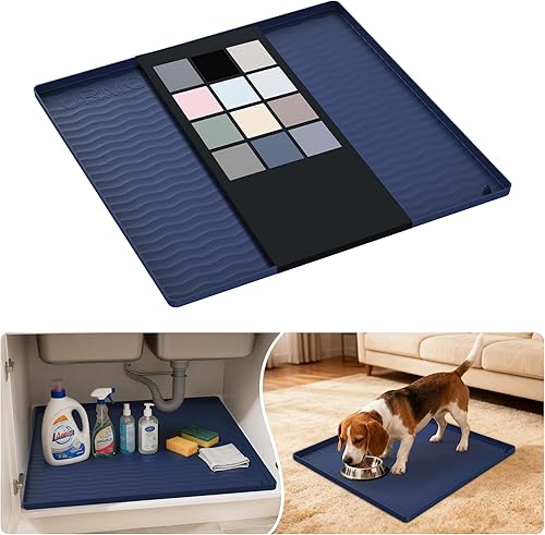 Miniatura 115 de URMONA Tapete de silicona impermeable para debajo del fregadero de 40 x 22 pulgadas, forro para estante de cocina y baño, protector de gabinete y