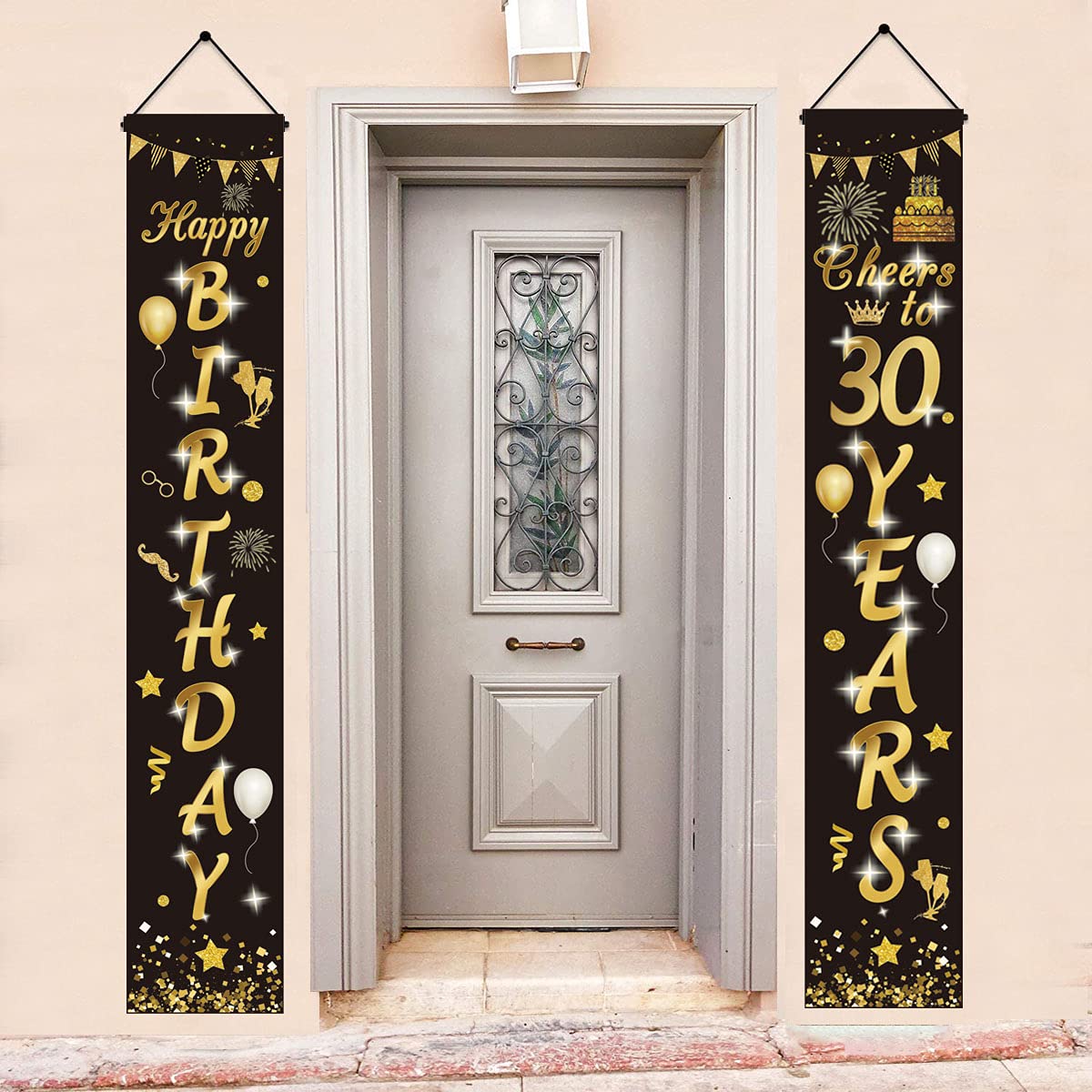 30° compleanno, decorazione per festa di compleanno, colore nero e oro, 30° compleanno, festone per il compleanno, segno di benvenuto per uomini e donne, 30° decorazione di compleanno