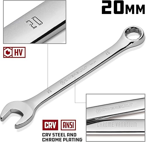 Vista 17 de Powerbuilt Alltrade Powerbuilt 644110 - Llave combinada pulida con espejo métrico de 0.236 in, color plateado