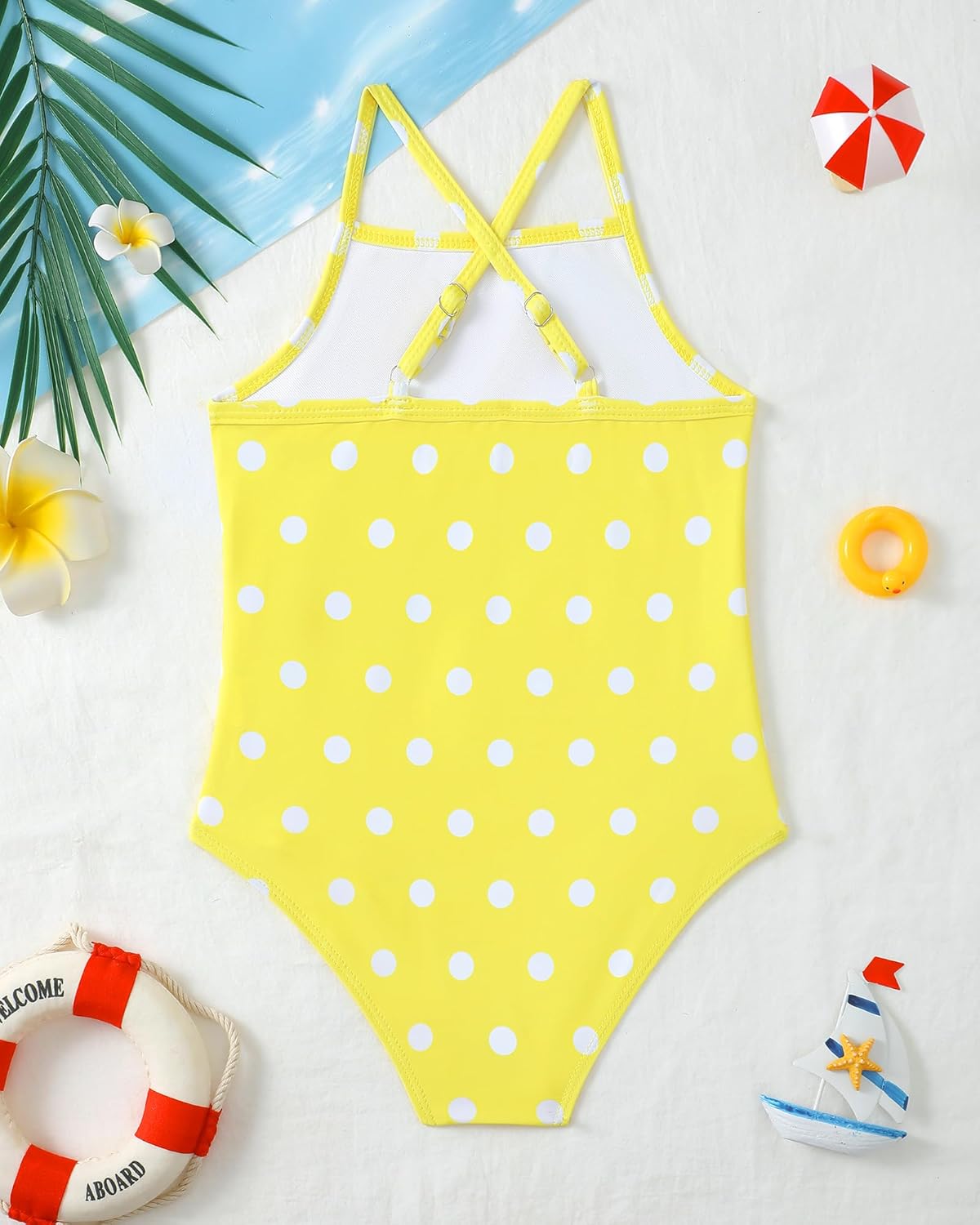 Girls One Piece Swimsuits Cross Shoulder Adjustable Strap Bathing Suits Kid Summer Beach Swimwear 4-8 Years - Image 2