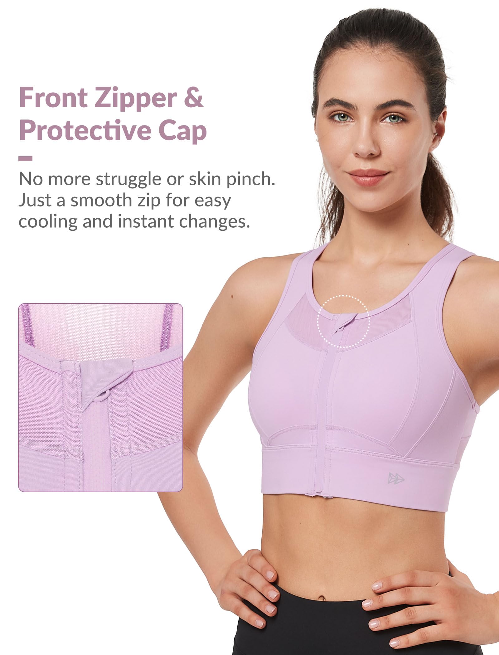 Yvette Sujetadores deportivos de alto impacto para mujer, busto grande, cierre frontal, brasier deportivo de alto soporte para correr y entrenar, Púrpura, X-Large