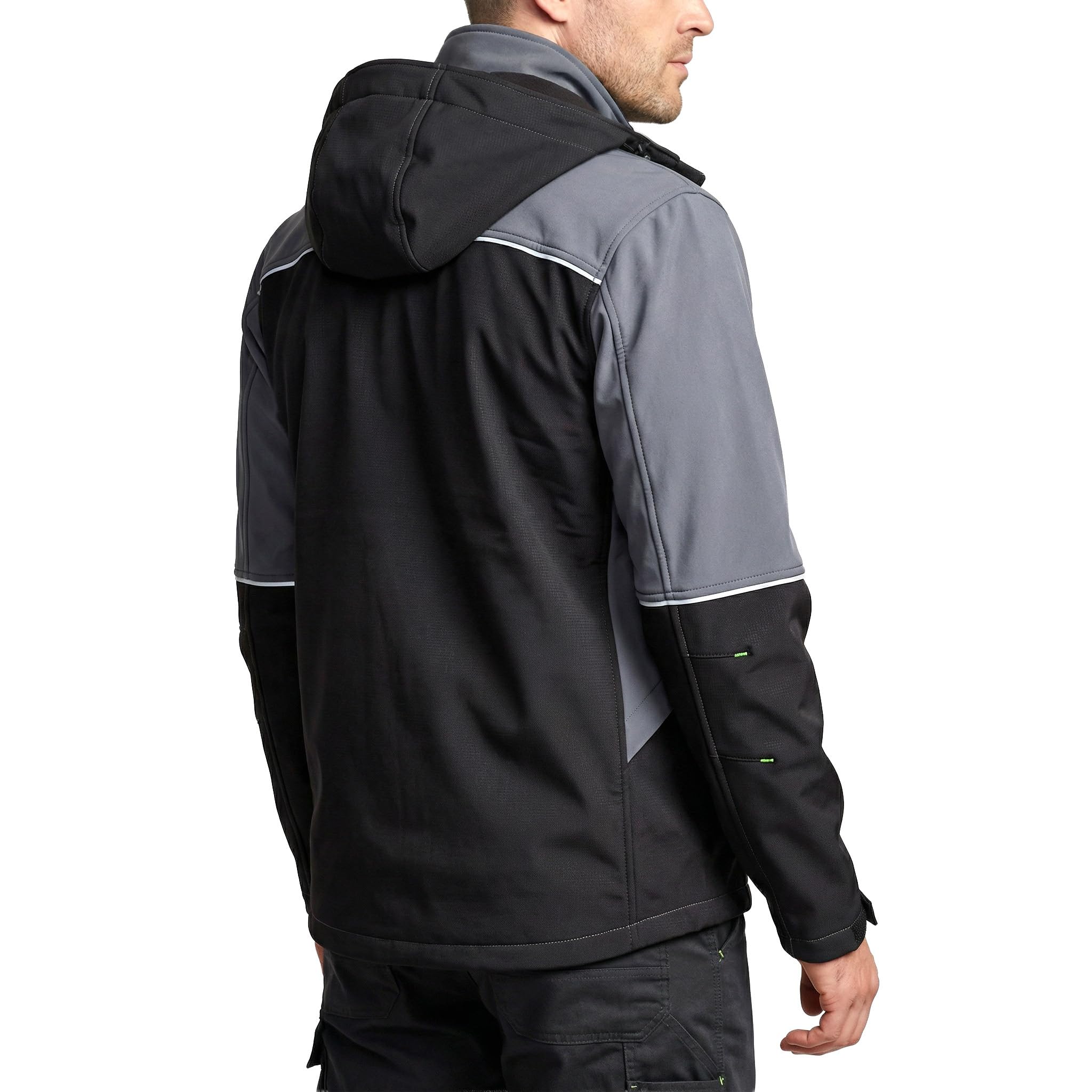 Stenso Prisma Veste de Travail Homme Softshell Étanche avec Capuche Amovible - Veste Randonnée Homme Stretch avec Poche Poitrine Cachée, Poches Latérales Scratch, Fermeture Poignets