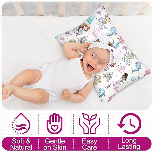 Miniatura 3 de Ganeen 2 fundas de almohada de sirena para niños pequeños, tamaño 14 x 19 pulgadas, se adapta a 12 x 16 pulgadas o 13 x 18 pulgadas, funda de