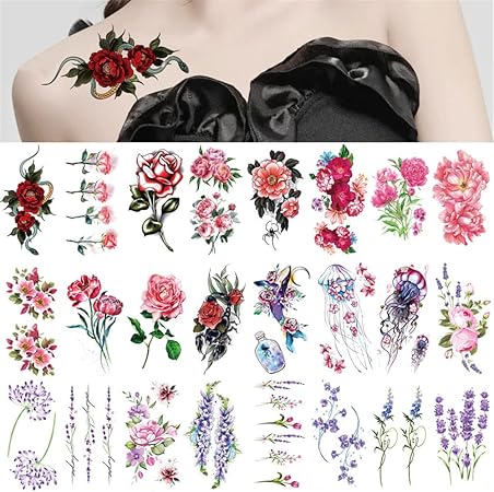 Amazon Co Jp タトゥーシール 3d 刺青シール 入れ墨シール タトゥーステッカー 薔薇 彼岸花 蝶 シール 防水 長持ち 簡単貼る 可愛い おしゃれ 子供 レディース メンズ 撮影用 写真集 仮装グッズ 芸術 C 服 ファッション小物
