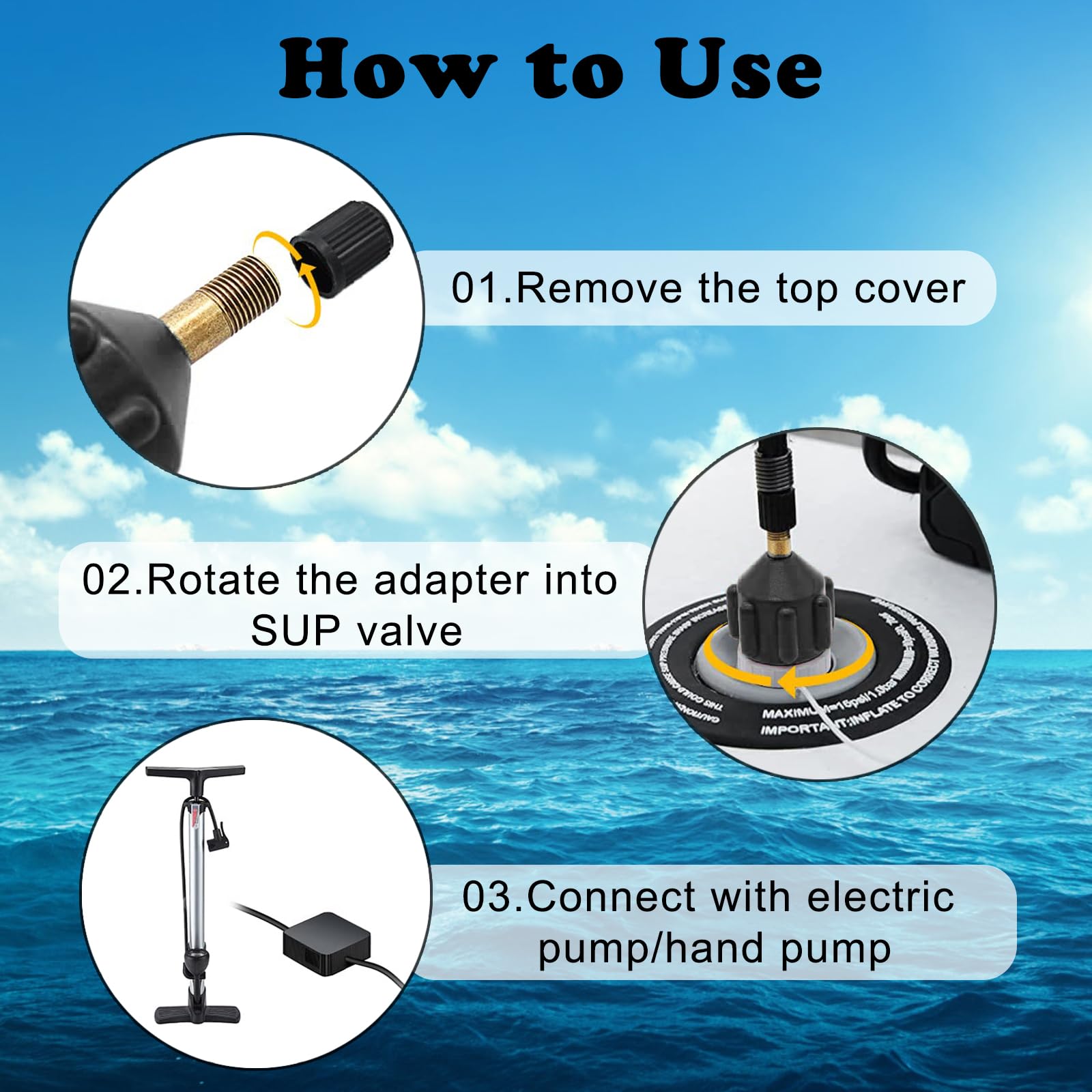 Adaptador Paddle Surf Inflador 2 Piezas para Bomba SUP Tabla Kayak Colchón Aire