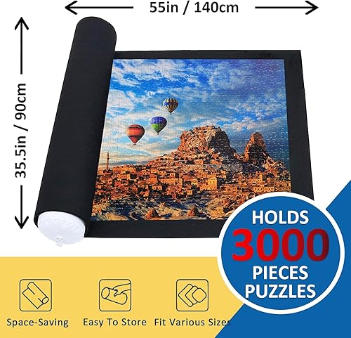 Miniatura 8 de Tapete de rompecabezas enrollable para rompecabezas de hasta 2000, 1500, 1000, 500 piezas, alfombrillas portátiles grandes para guardar la mesa,