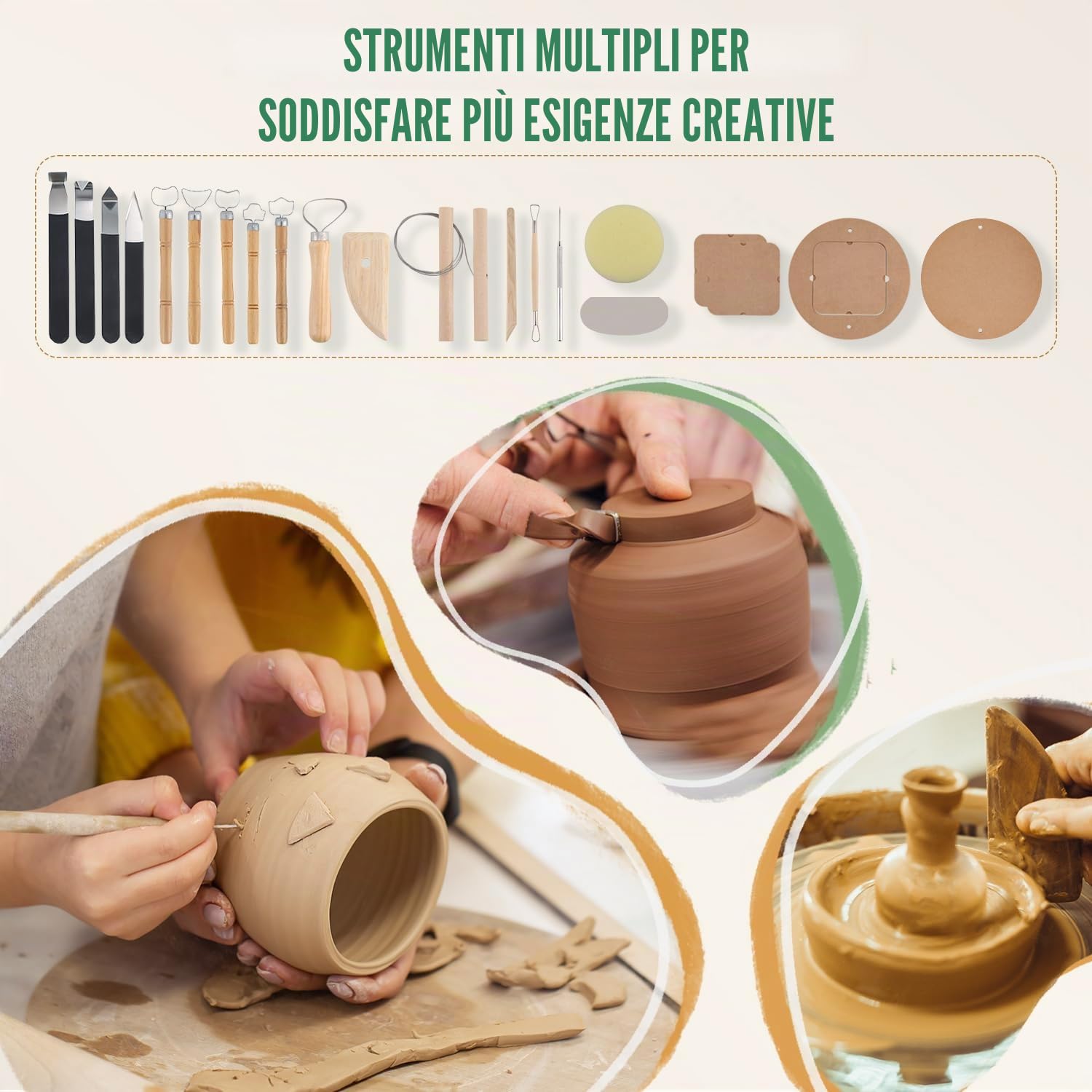 Huanyu 30cm tornio per Ceramica con Sistema a Pipistrello 350W tornio Elettrico per Adulti e Principianti tornio Professionale per ceramisti con Kit di Strumenti per Ceramica (Verde)