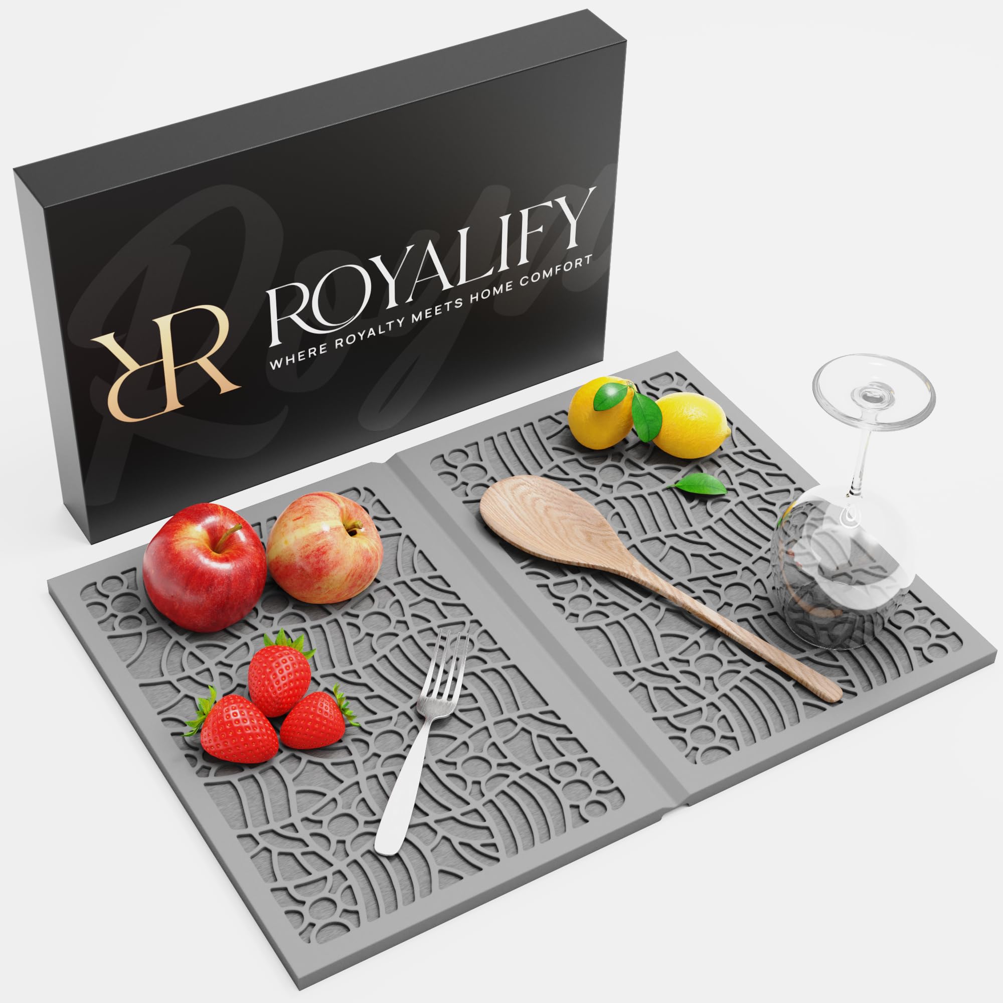 Premium Dish Drying Mat - Instant Dry Tech, Eco-Chic Foldable Design, Silicone Protection - Sleek Slate Finish for Modern Kitchens - Versatile & Stylish