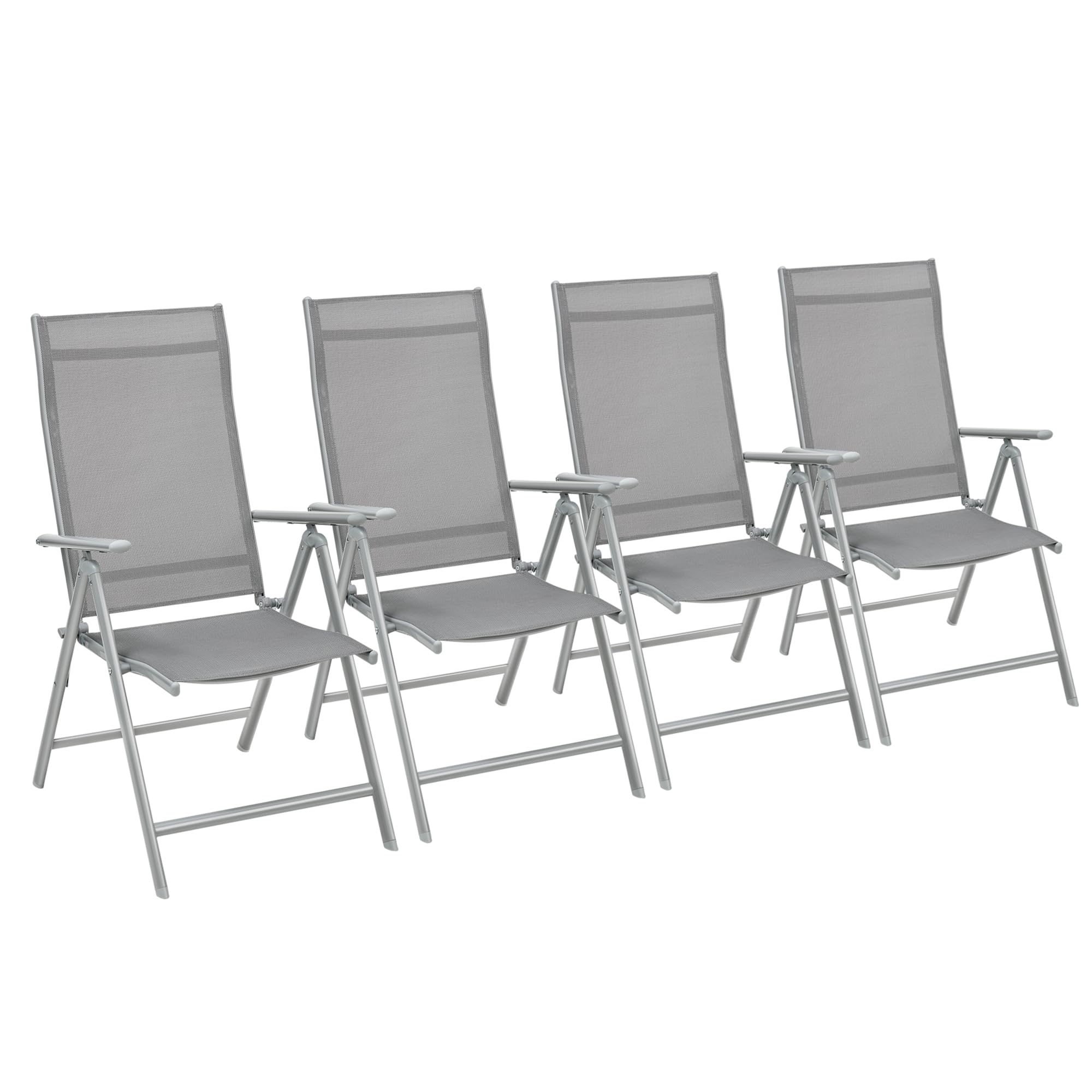 SONGMICS Gartenstühle, faltbar, Gartenstühle, Gartensitze, robuster Aluminiumrahmen, Rückenlehne in 8 Positionen verstellbar, Belastung 150 kg, Grau, GCB30GY