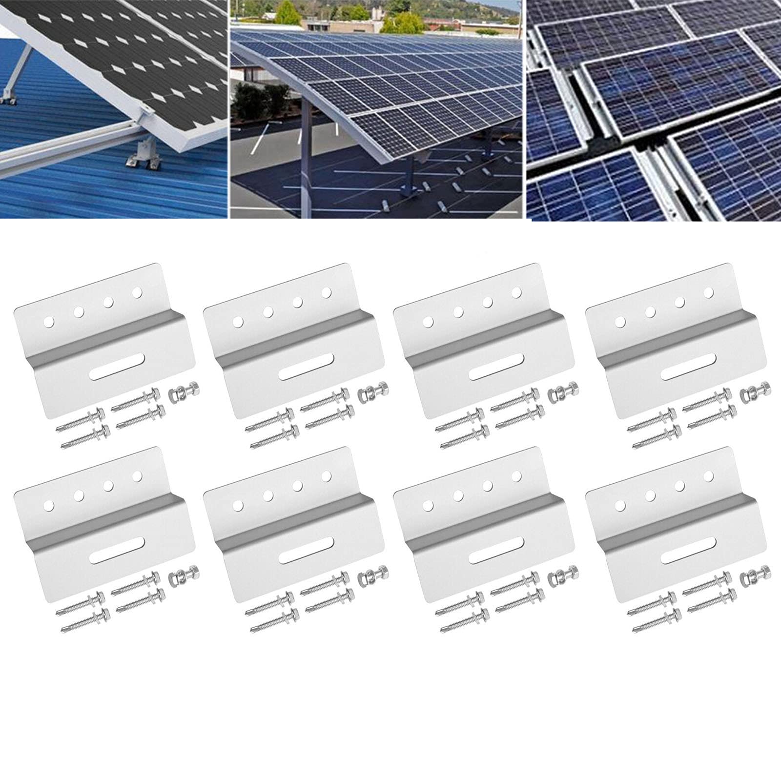 Pannello solare a forma di Z staffa di montaggio pannello solare in lega di alluminio, kit di staffe per camper, barca, auto, camion, roulotte, yacht (8 pezzi)