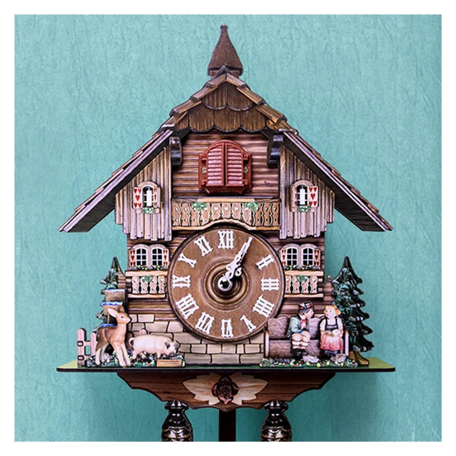 Relojes De Cuco Reloj de Cuco de 14 Pulgadas, de Madera, Estilo Chalet de la Selva Negra, Reloj de Pared, Reloj Despertador con Cuco de pájaro, Decoraciones(M)