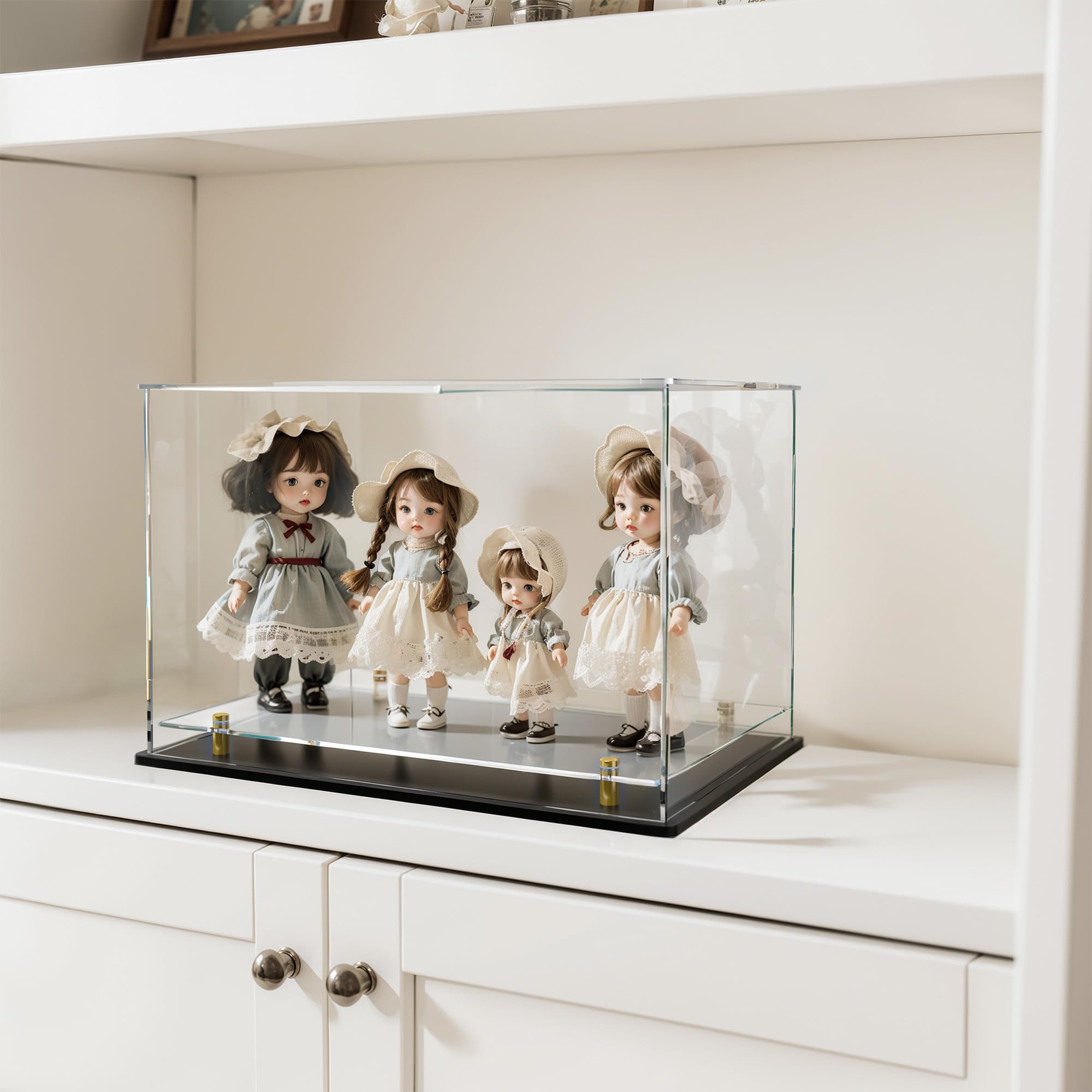 Vitrine en acrylique avec étagère flottante et base épaisse – Vitrine de collection protégée contre les UV pour souvenirs, figurines et souvenirs (30,5 cm (L) x 20,3 cm (l) x 24,3 cm (H)