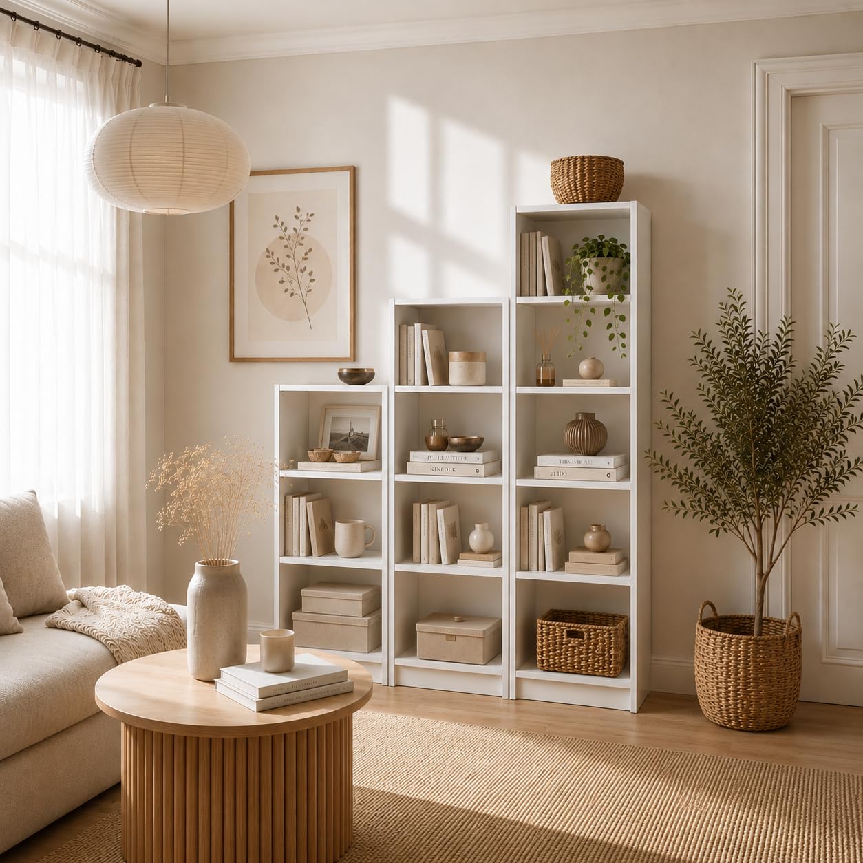 Bücherregal, 183x50x31 cm, 5-Tier Bücherschrank aus 19 mm starker Platte, Modernes offenes Standregal, Aufbewahrungsregale und Präsentationsregale für Wohnzimmer, Home Office, Schlafzimmer