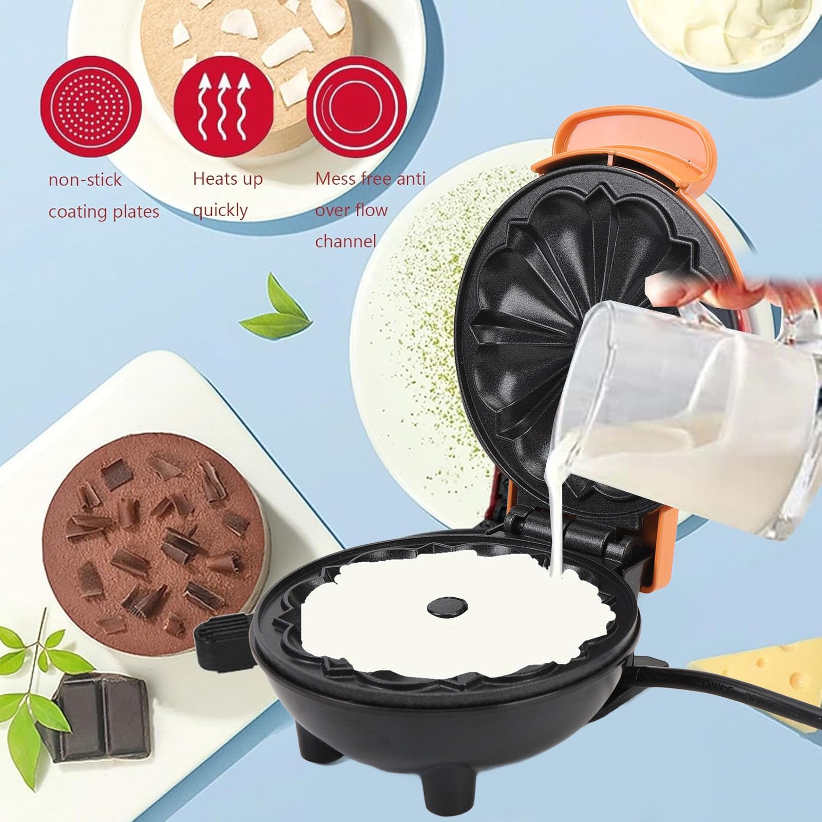 Alomejor Cake Maker 350 W Doppelseitige Heizung Antihaft-Mini-Kuchenmaschine – Kompaktes Design für Kleine Wohnungen
