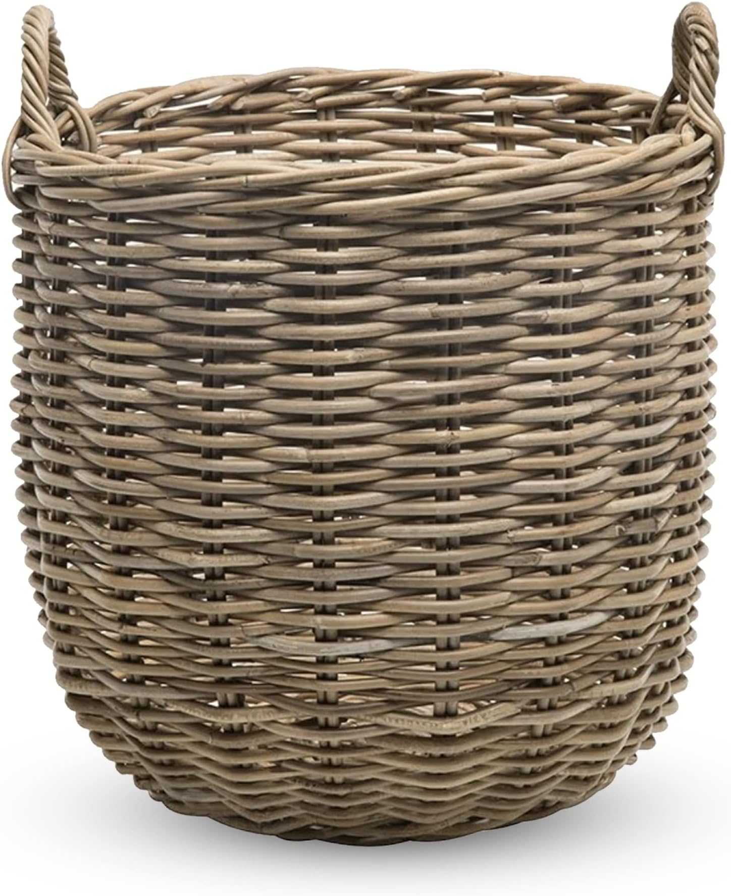 KOUBOO Rattan Kobo Round Storage Basket, Handwoven Rattan Basket with Handles, Organization & Home Decor for Storage, Gray-Brown