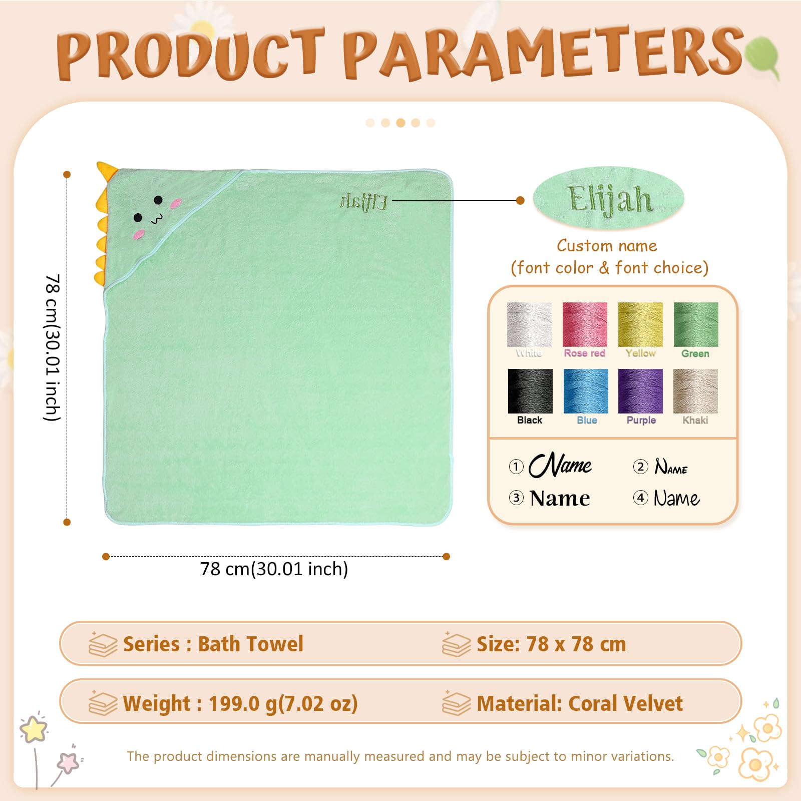 Cape de Bain Bebe Personnalisé avec Prénom Sortie de Bain Bebe Douce et Confortable Sortie de Bain Bebe pour Bebe Naissance Cadeau Baby Shower, Bebe Fille, Bebe Naissance (Vert)