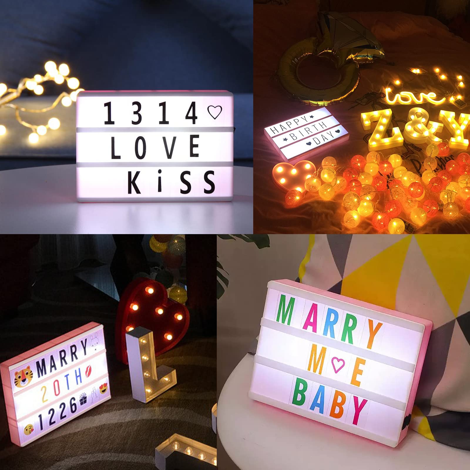 TAVADA Light Box,Insegna Luminosa,LED A4 Scatola Luminosa,con 294 Lettere ed Emoji,Lavagna Luminosa con Lettere Luminose,Telecomando,per Natale,Decorazioni Casa,Festa,Matrimonio,Compleanno,Negozio