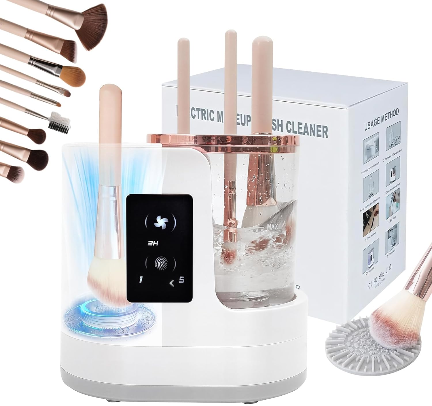 Electric Makeup Brush Cleaner 3-in-1 Automatic Brush Cleaning Machine, Dual-Direction Cleaning, Adjustable Drying, Fits All Brush Sizes, Efficient & Quick (Upgraded 2025 Edition)
