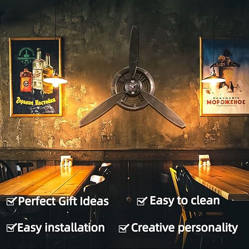 Airplane Propeller Wall Decor,Wall Clocks,Pilot Gifts,Propeller Wall Sculptures,Aviation Decor Wall Decoration For Kitchen Bedroom,Vintage Wall Clock,Propeller Decor Battery Operated,Metal.bronze #TOP2