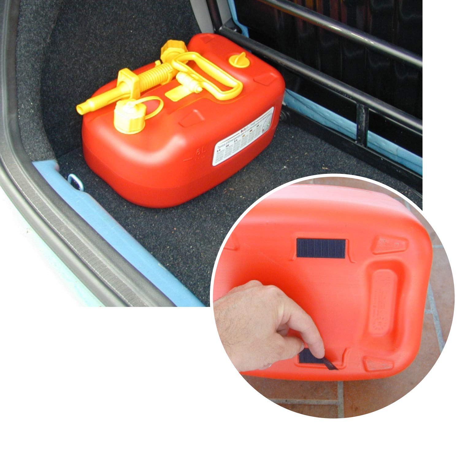 SOS Fuel – 10LT tanica Emergenza Benzina idrocarburi da 10 Litri impilabile e Omologata Un con Maniglia roteabile e prolunga a Soffietto, plastica, Rosso