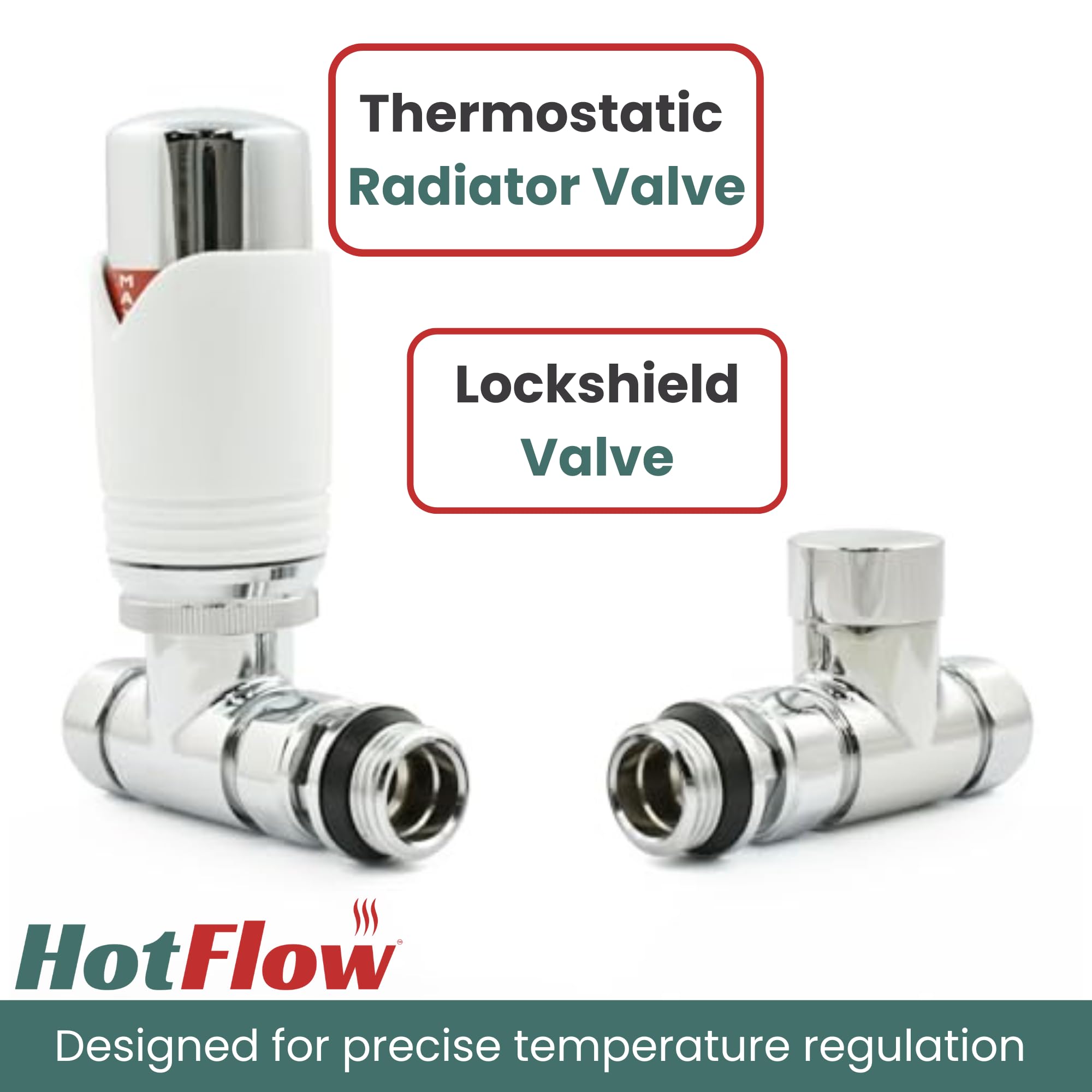 Hot Flow White Marella 3 Modern Thermostatic Radiator Valve Straight TRV. Includes Straight TRV Body - Image 2