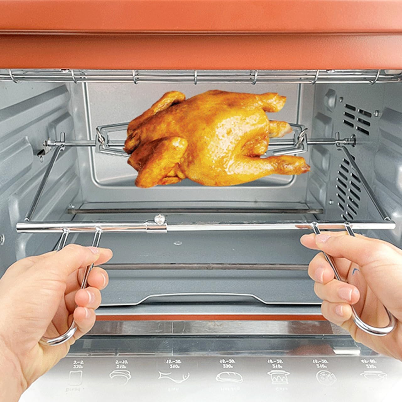 Oven Chicken Fork Tong with Double Handle Durable Food Clip for Rotisserie Cooking Easy Grip Kitchen Tool for Barbecue and Air Fryer Use