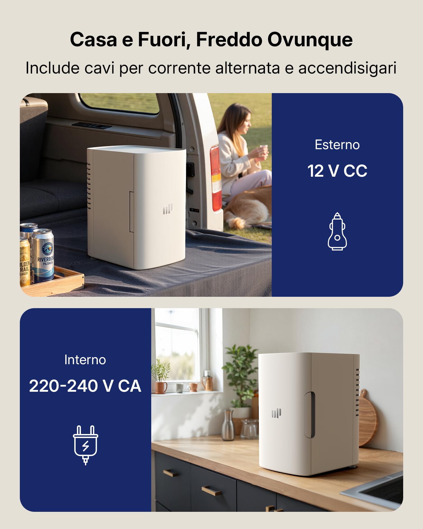 Upstreman 6L Mini Frigo, 12V/220V, TR6-Bianco