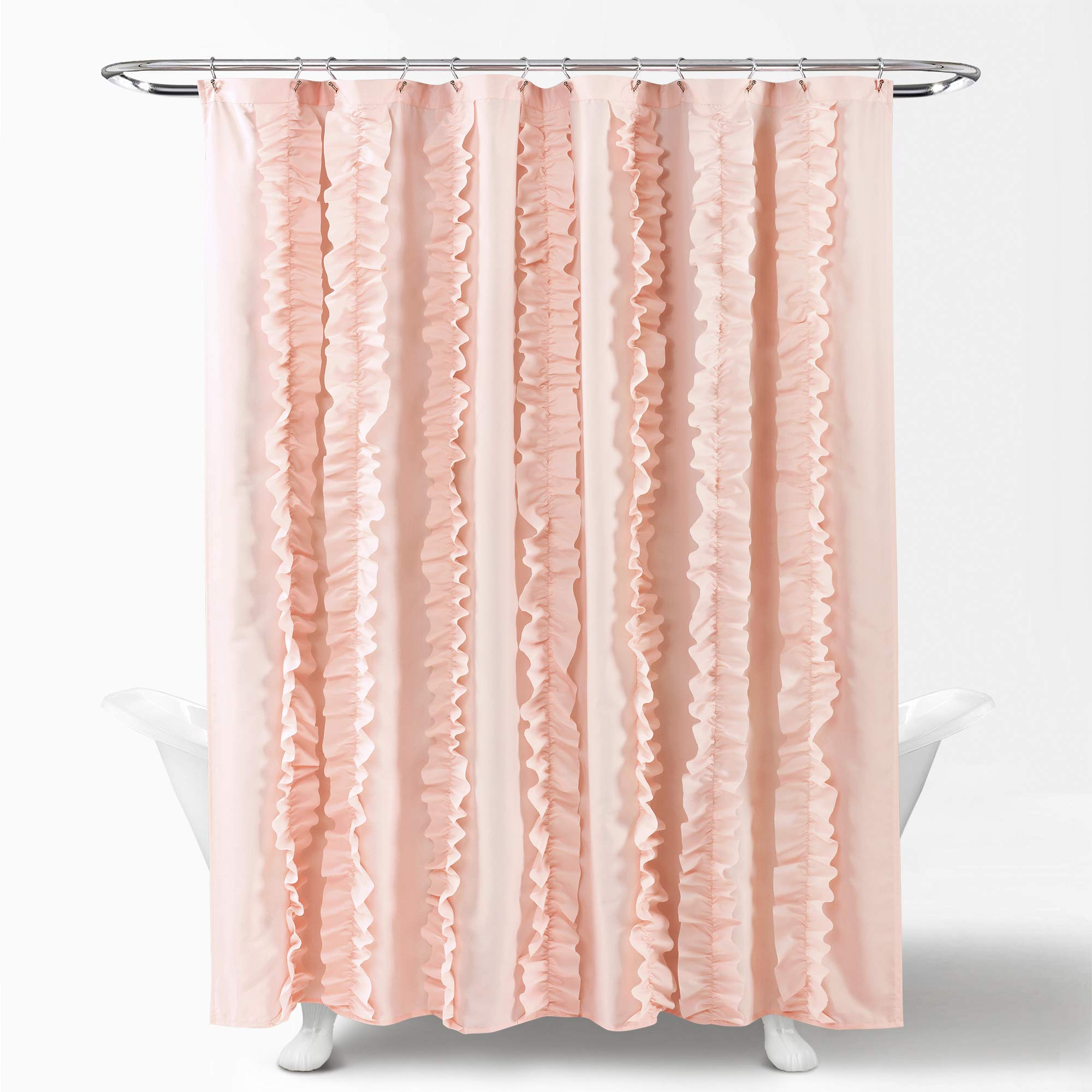 Lush Decor Duschvorhang Mit Tüllrock – 183x183 Cm, Blush & Weiß, Eleganter Colorblock-Look